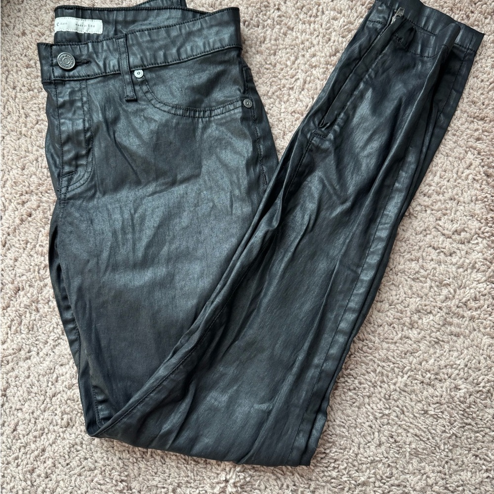 Joie Jeans leather look zippered skinny